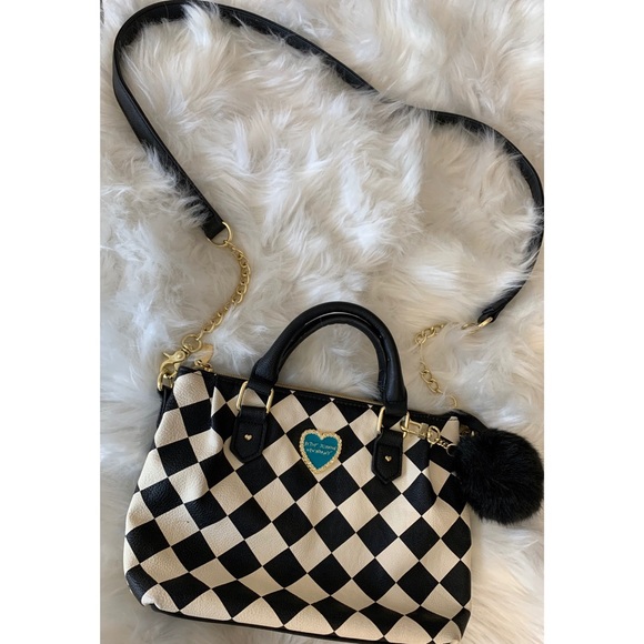 black and white checkered handbag